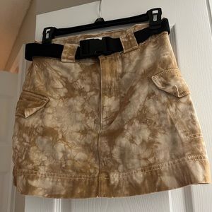 Pacsun Belted Denim Tie Dye Mini Skirt Tan Size 26